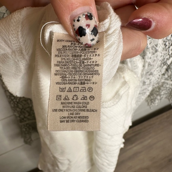 **SOLD**Free People Cream White Lace Sheer Chiffon Mini Dress Tunic - Small - Picture 8 of 8